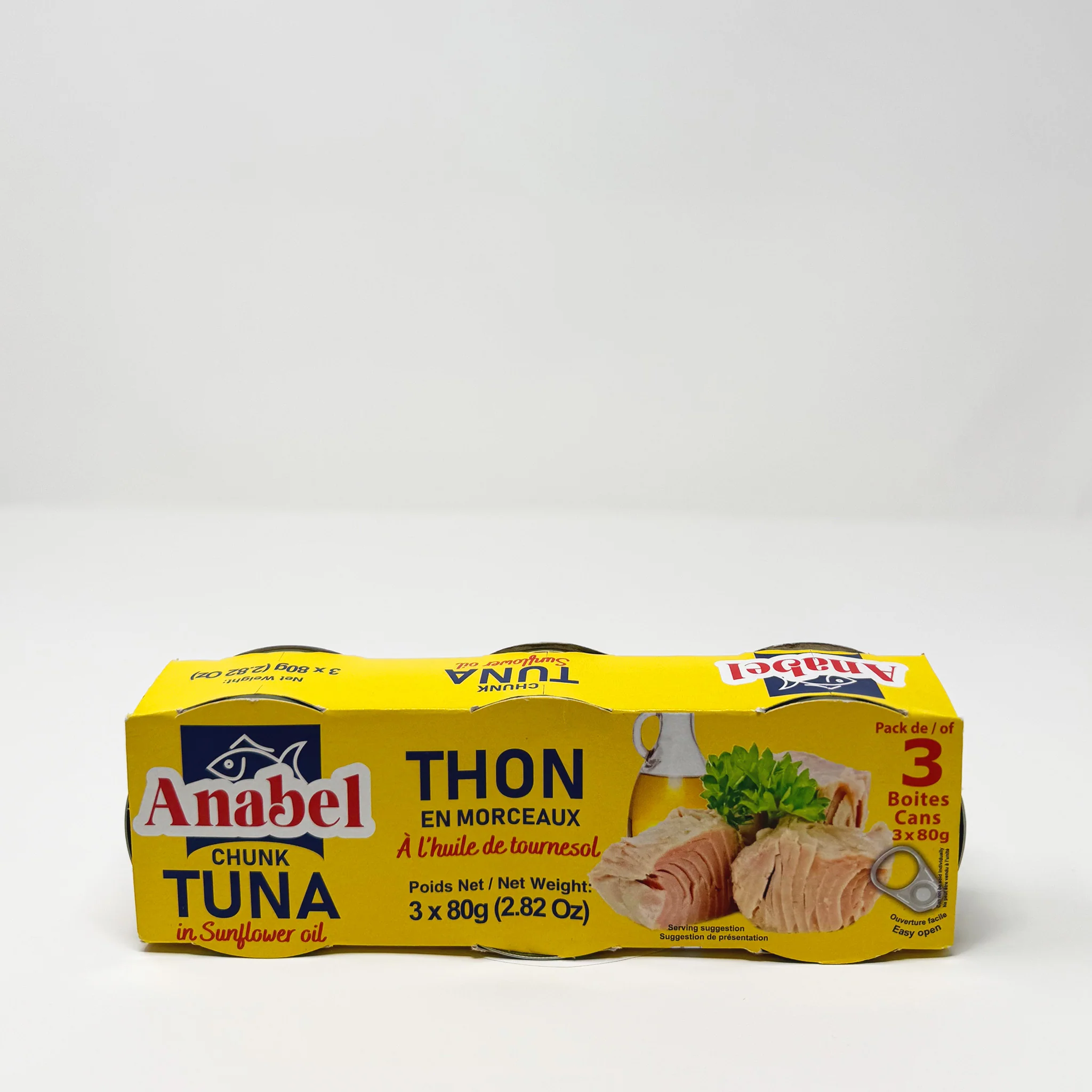 Anabel thon chunk tuna sunflower oil 3x80 g