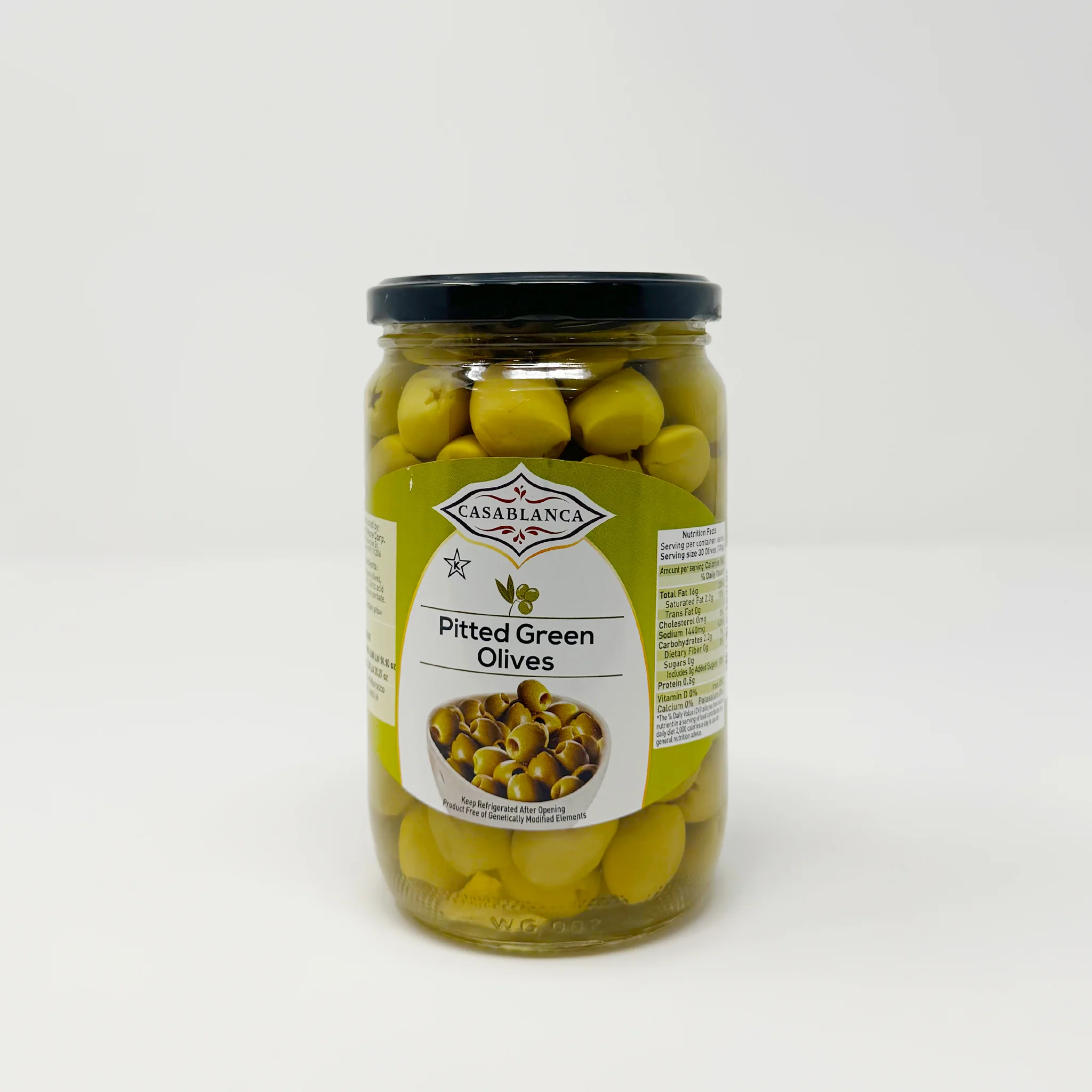 Casablanca pitted green olive glass 35.28 oz