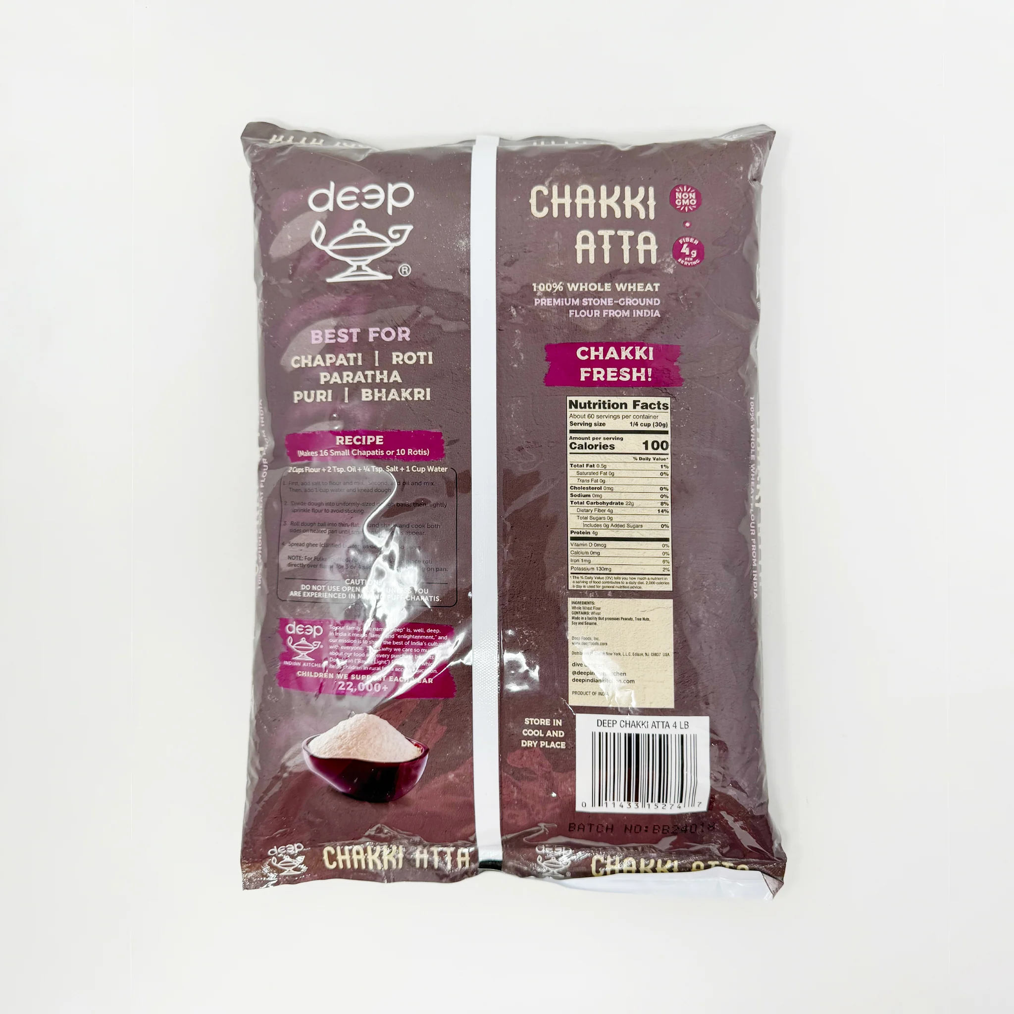 Deep Chakki Atta 100% Whole wheat flour 4Lb - Image 2