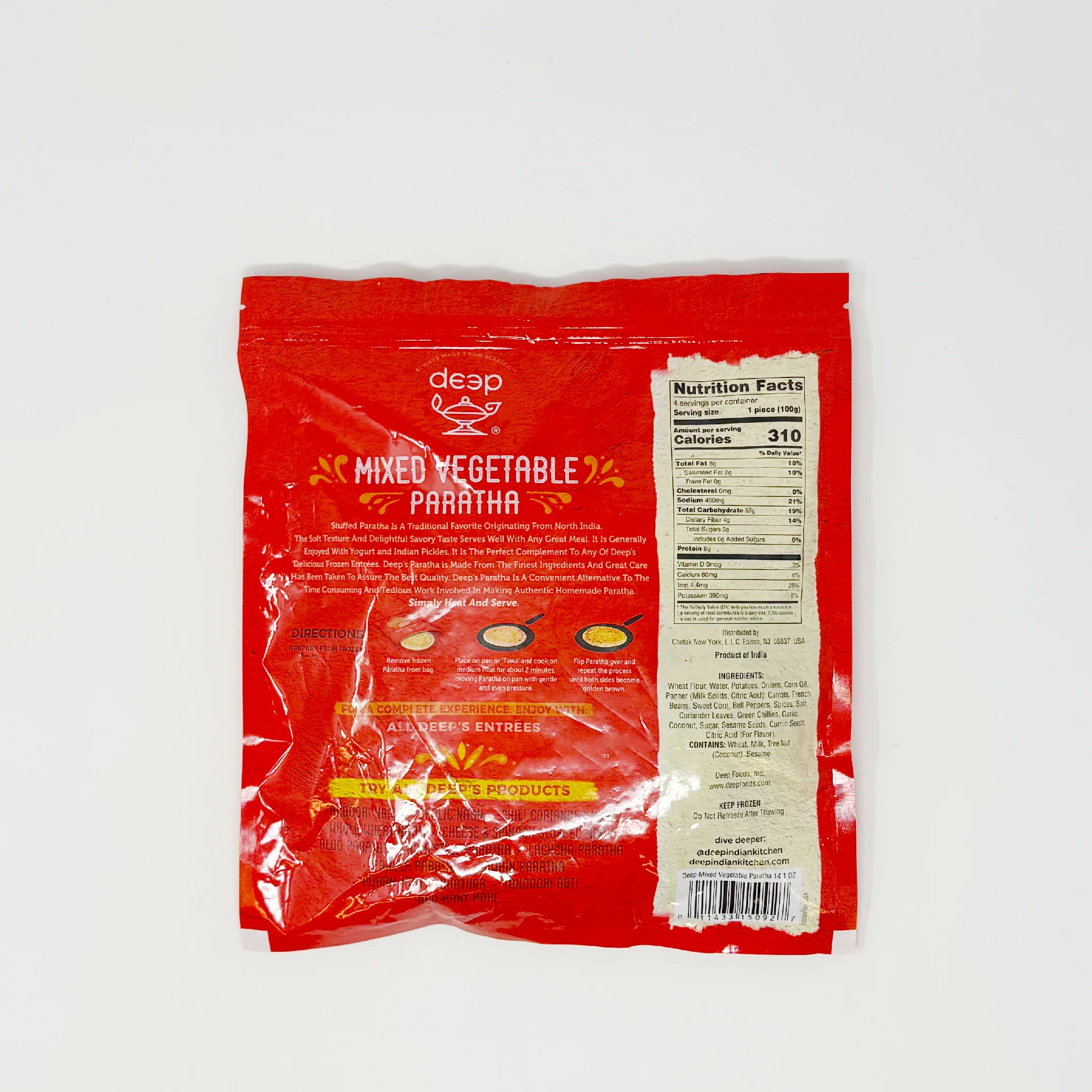 Deep Mixed vegetables paratha 4 pieces (In-Store Only) - Image 2