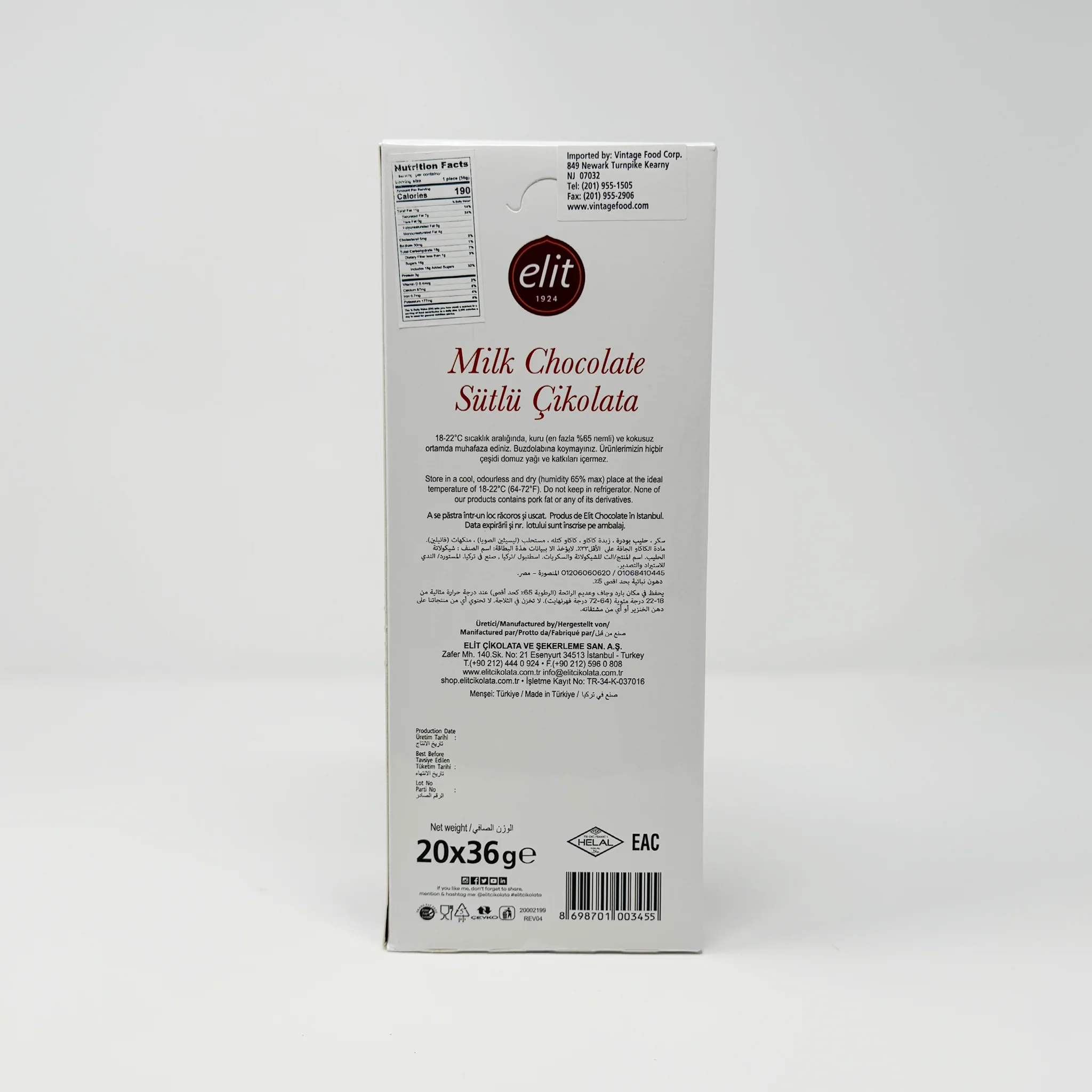 Elit milk Chocolate 20x36g - Image 2