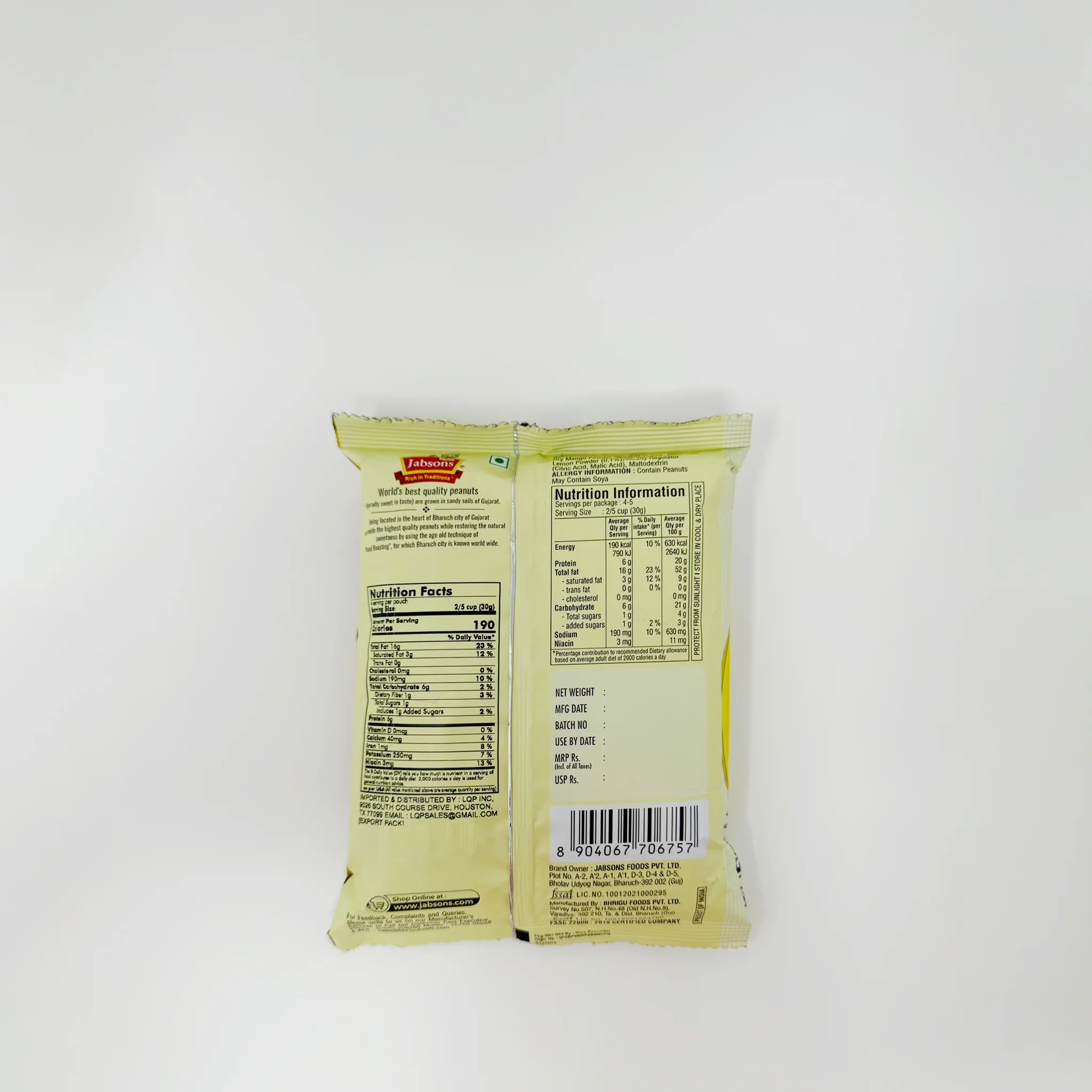 Jabsons Roasted Peanuts Lemon & Chilli 140g - Image 2