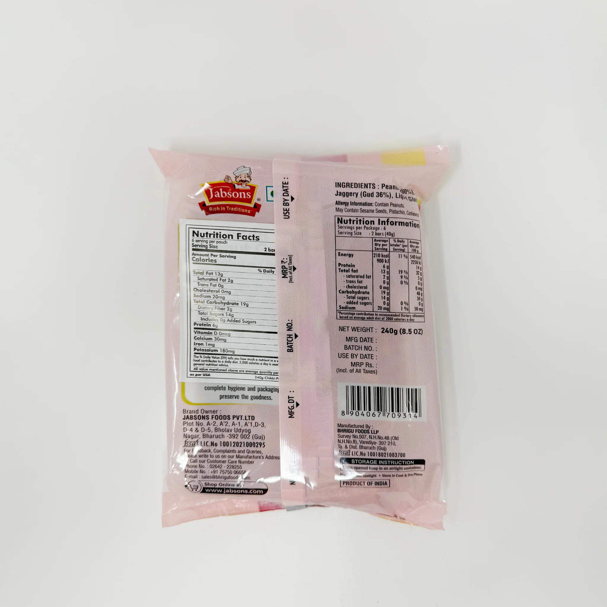 Jobsons Peanut Chikki Gub 240g - Image 2