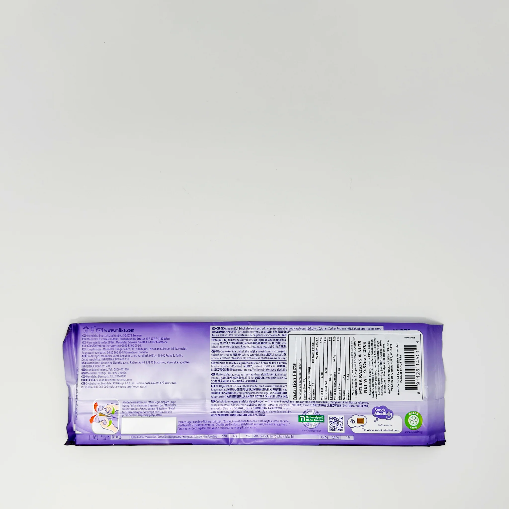 Milka Raisins & Hazelnuts 270g - Image 2