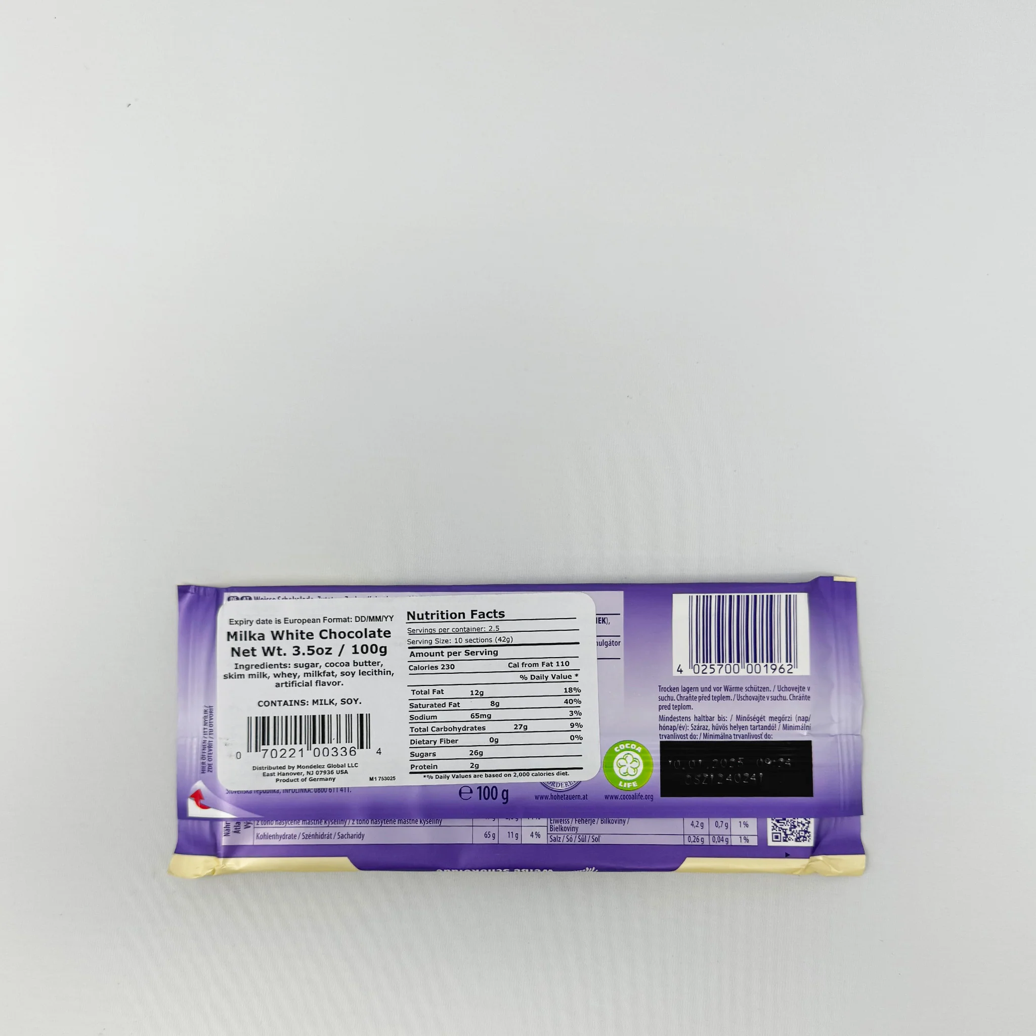 Milka White Chocolate 100g - Image 2