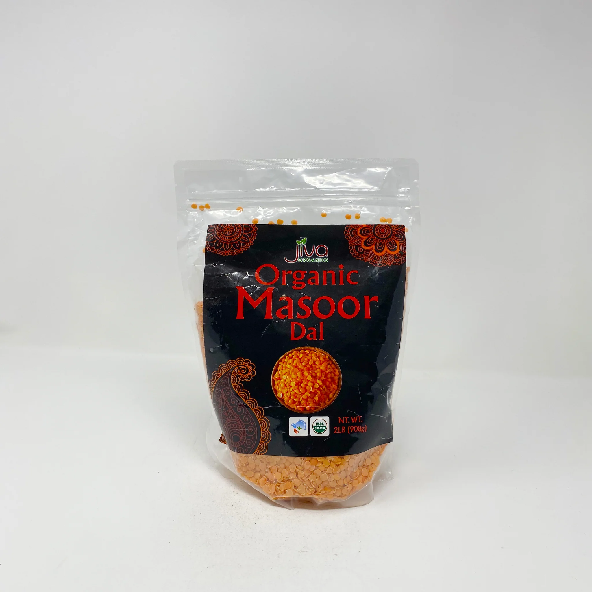 Organic red lentils Masoor dal 2lb side