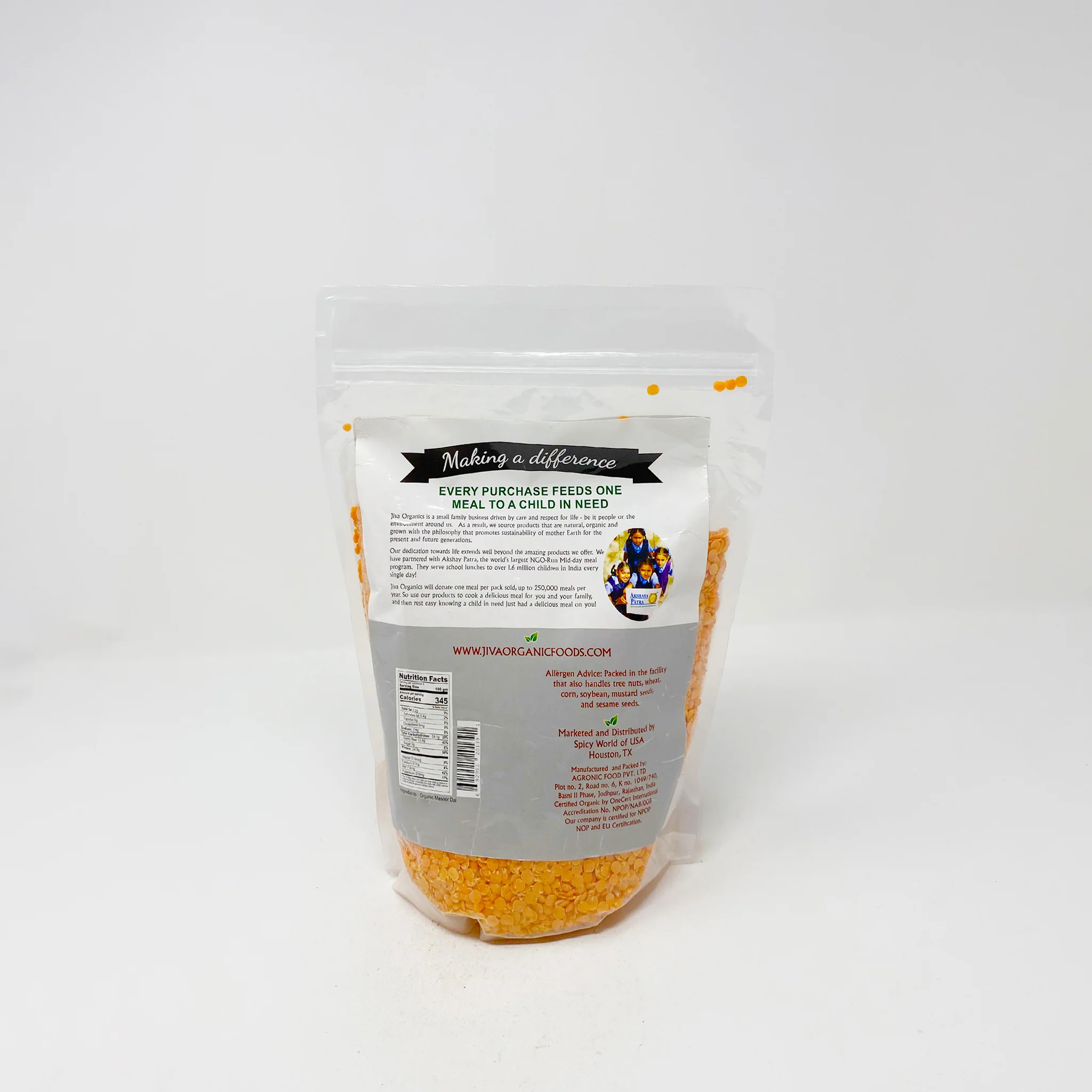 Organic red lentils Masoor dal 2lb side - Image 2