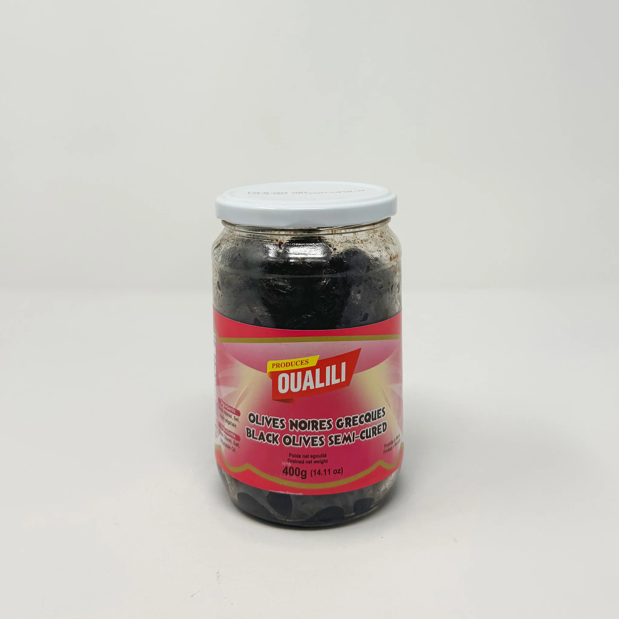 Oualili black Olives semi-cured 400g