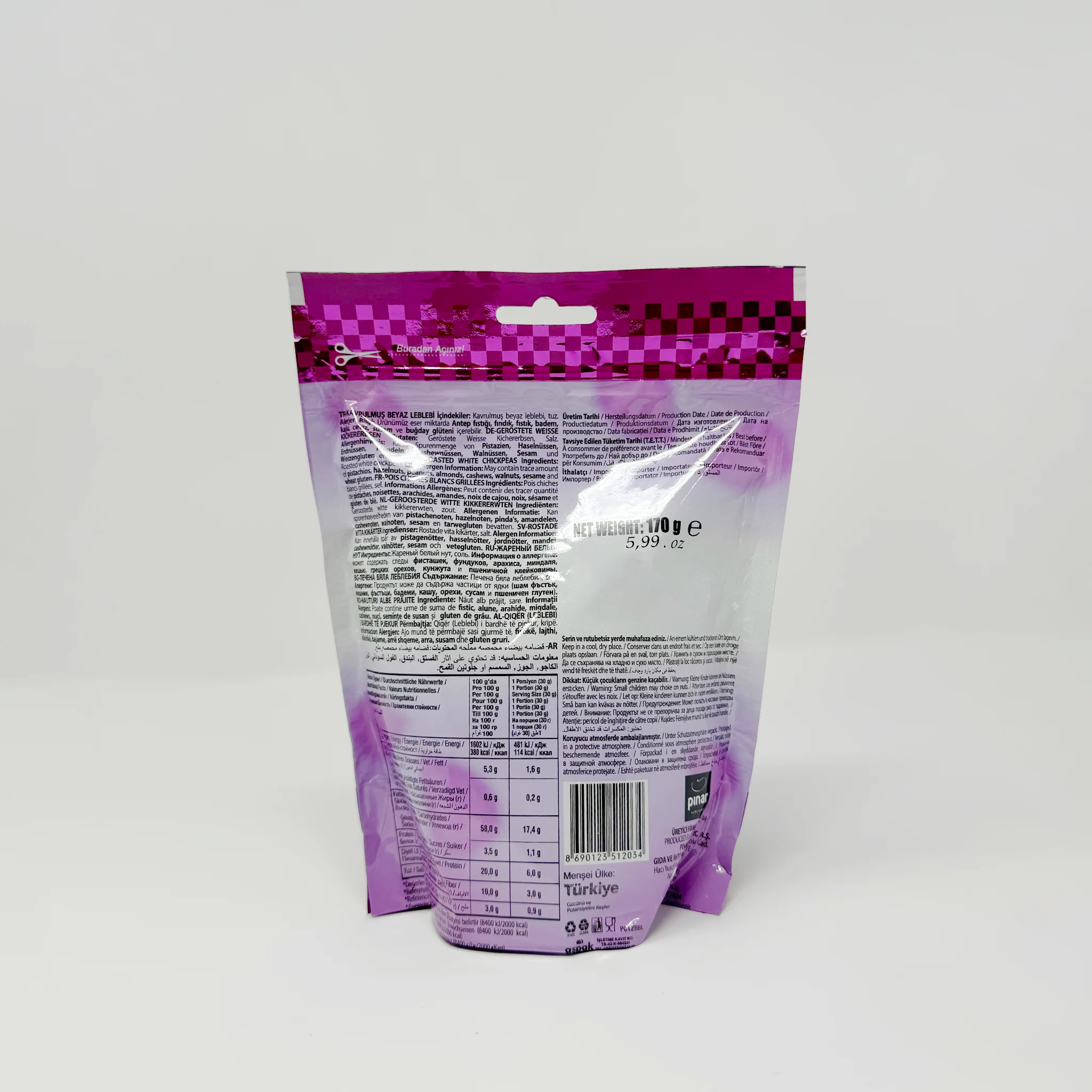 Pinar Roosted, salted White Chickpeas 170g - Image 2