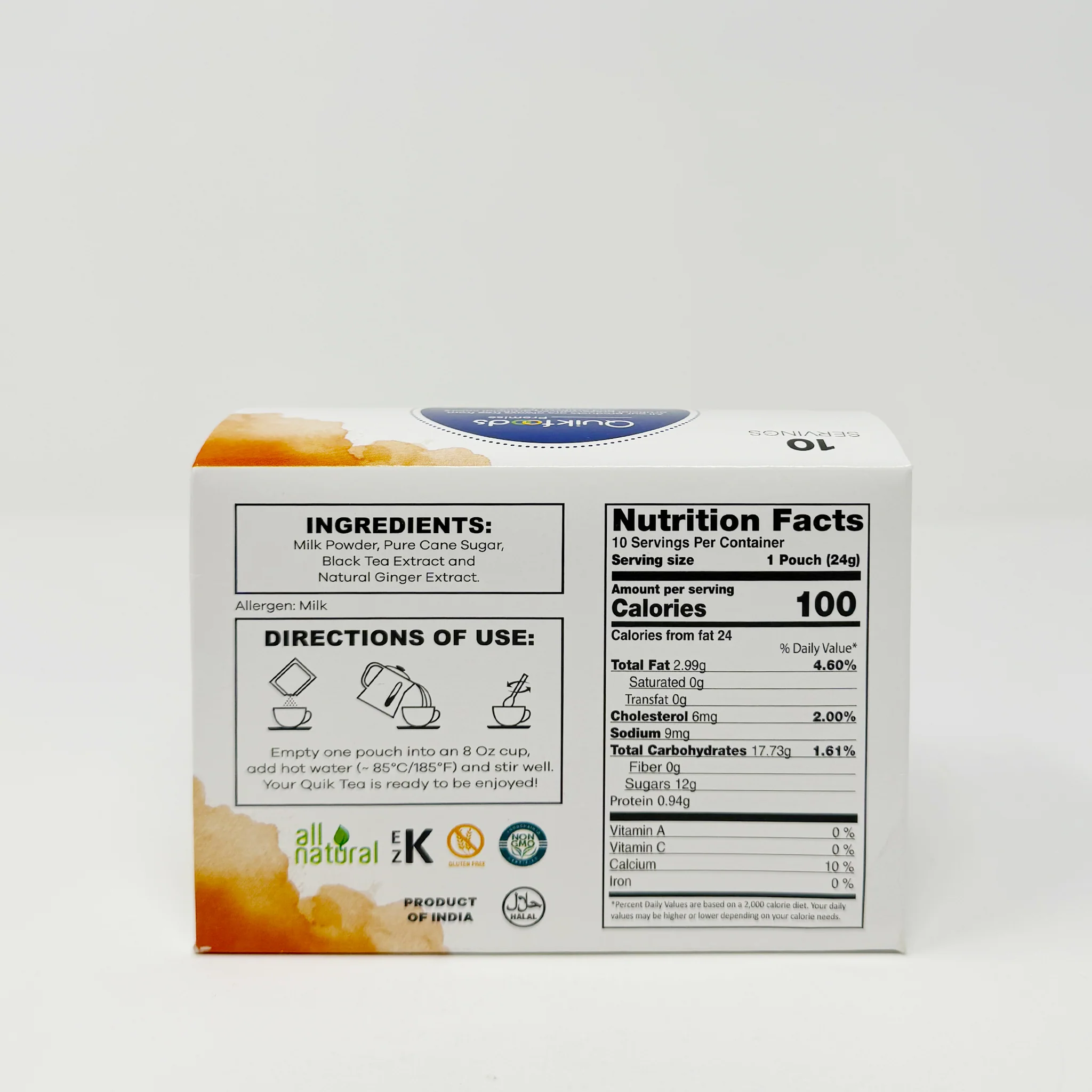 Quik Tea Ginger instant chai tea latte 10 bags - Image 2