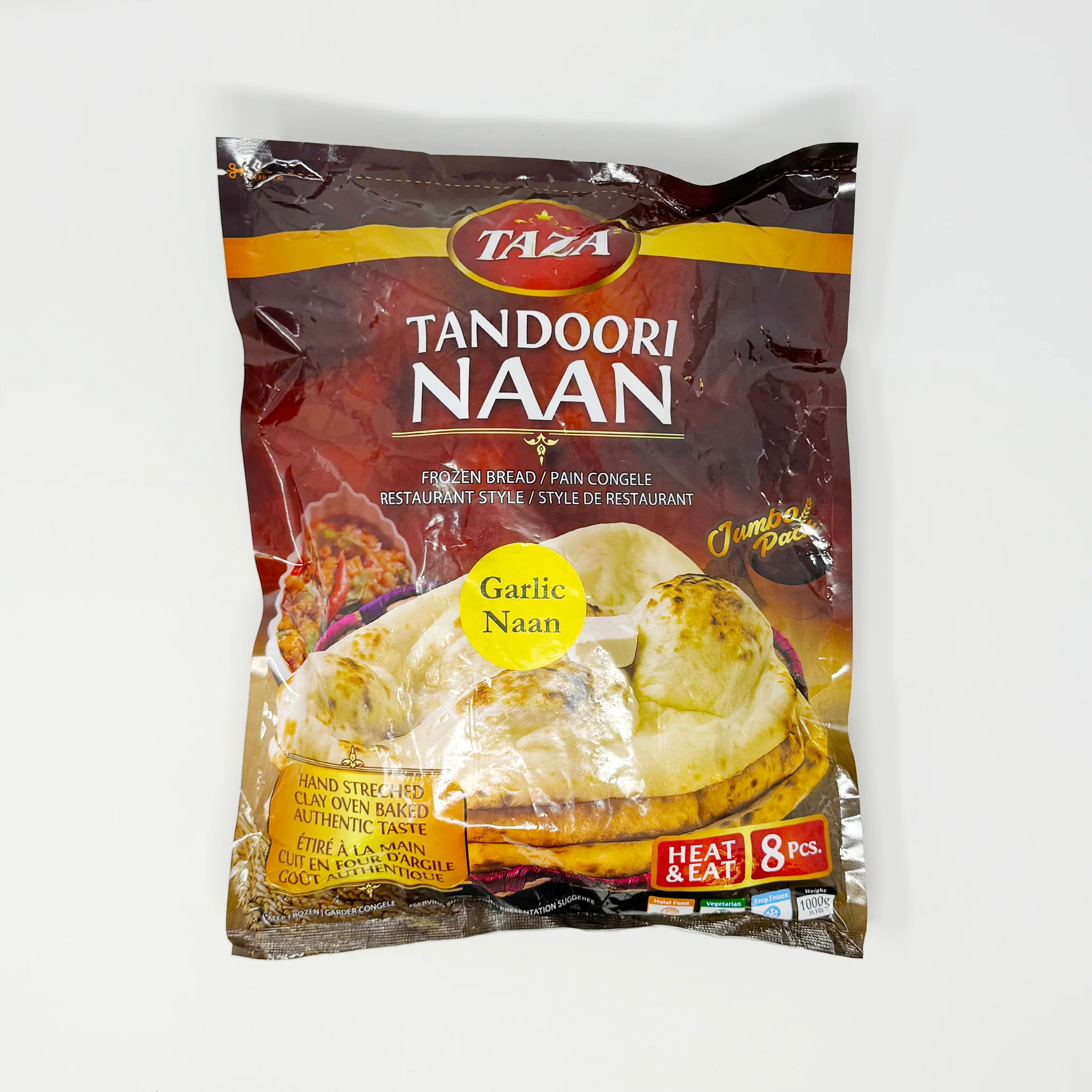 Taza Tandoori Naan Garlic 8 pcs (In-Store Only)