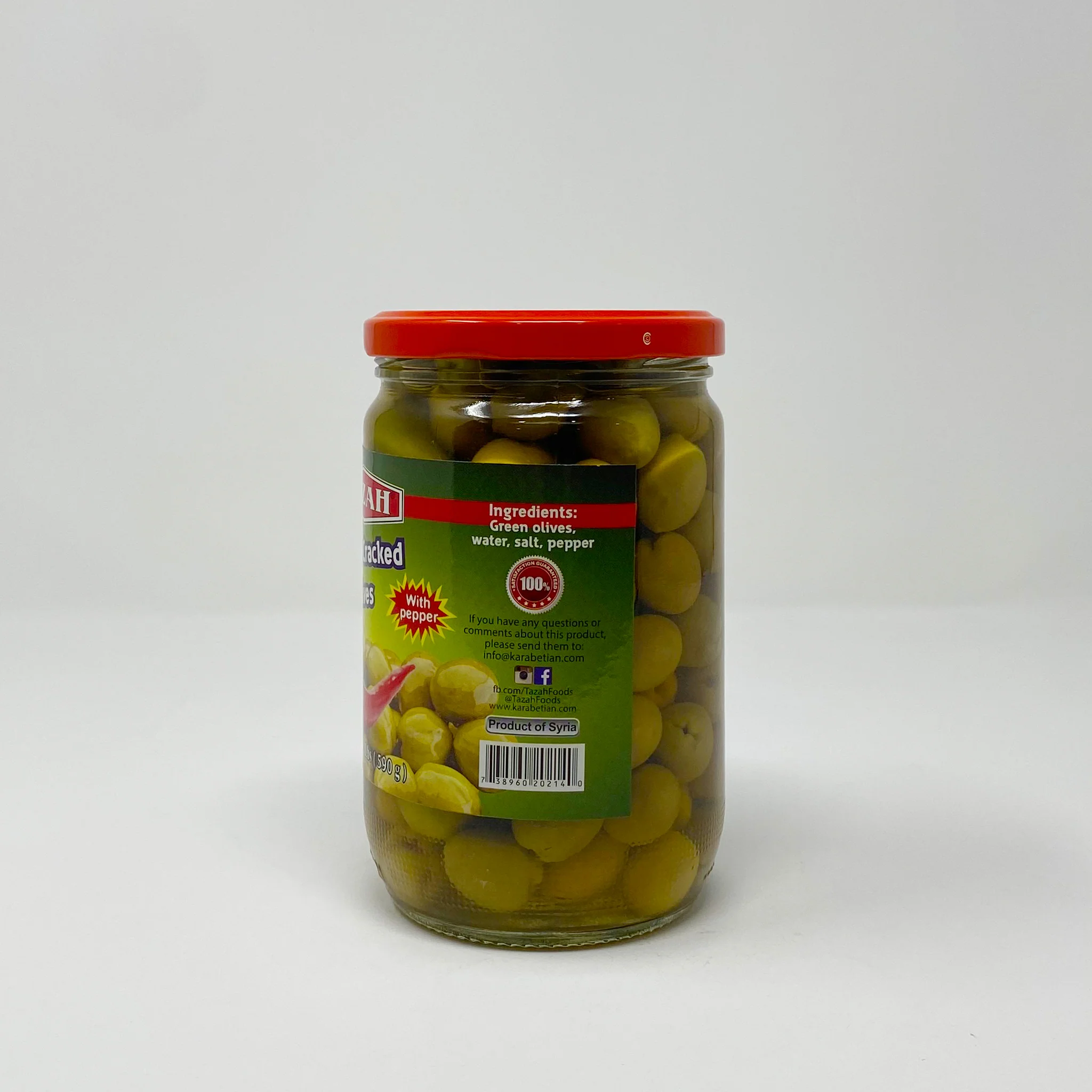 Tazah green Cracked olives with pepper 590g - Image 3