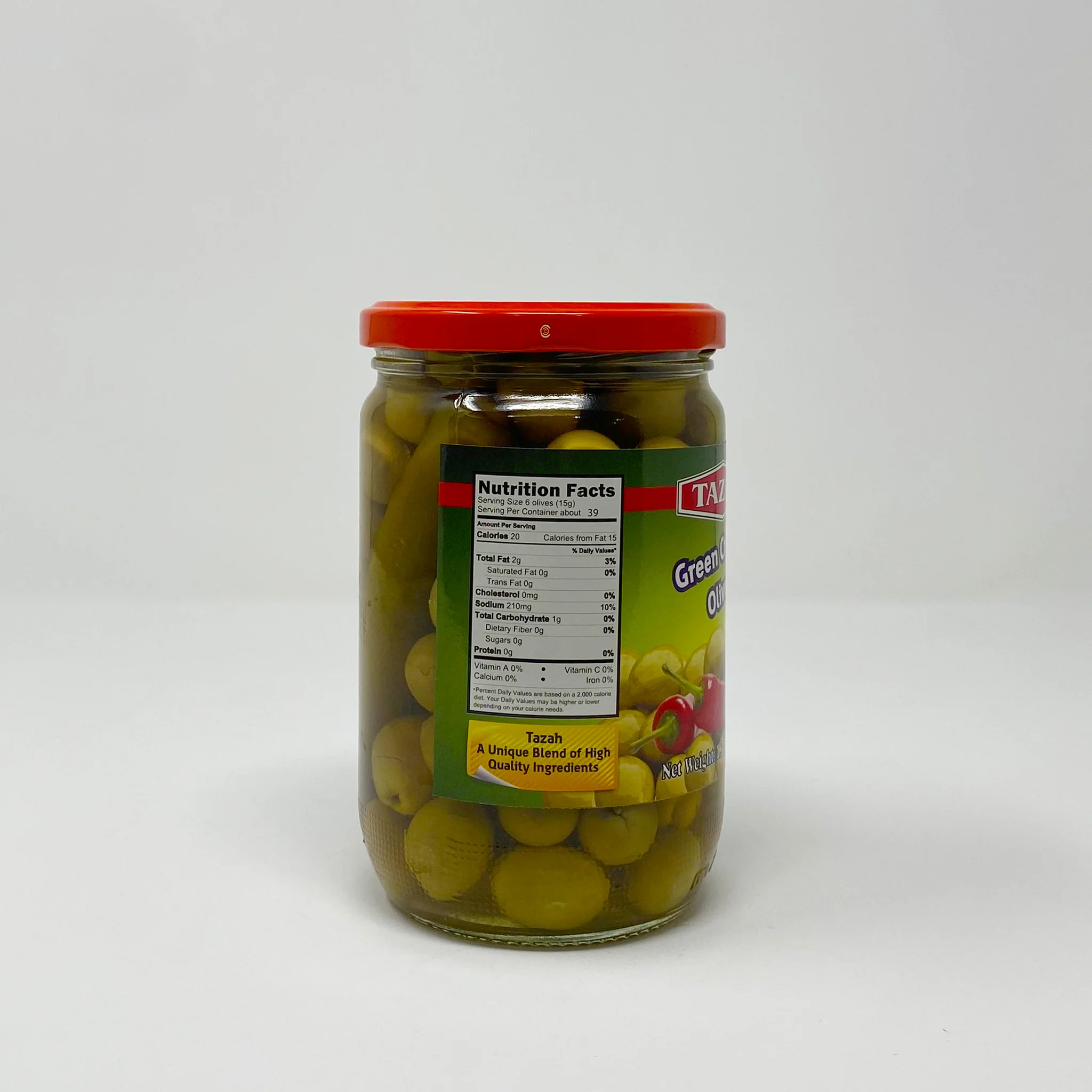 Tazah green Cracked olives with pepper 590g - Image 4