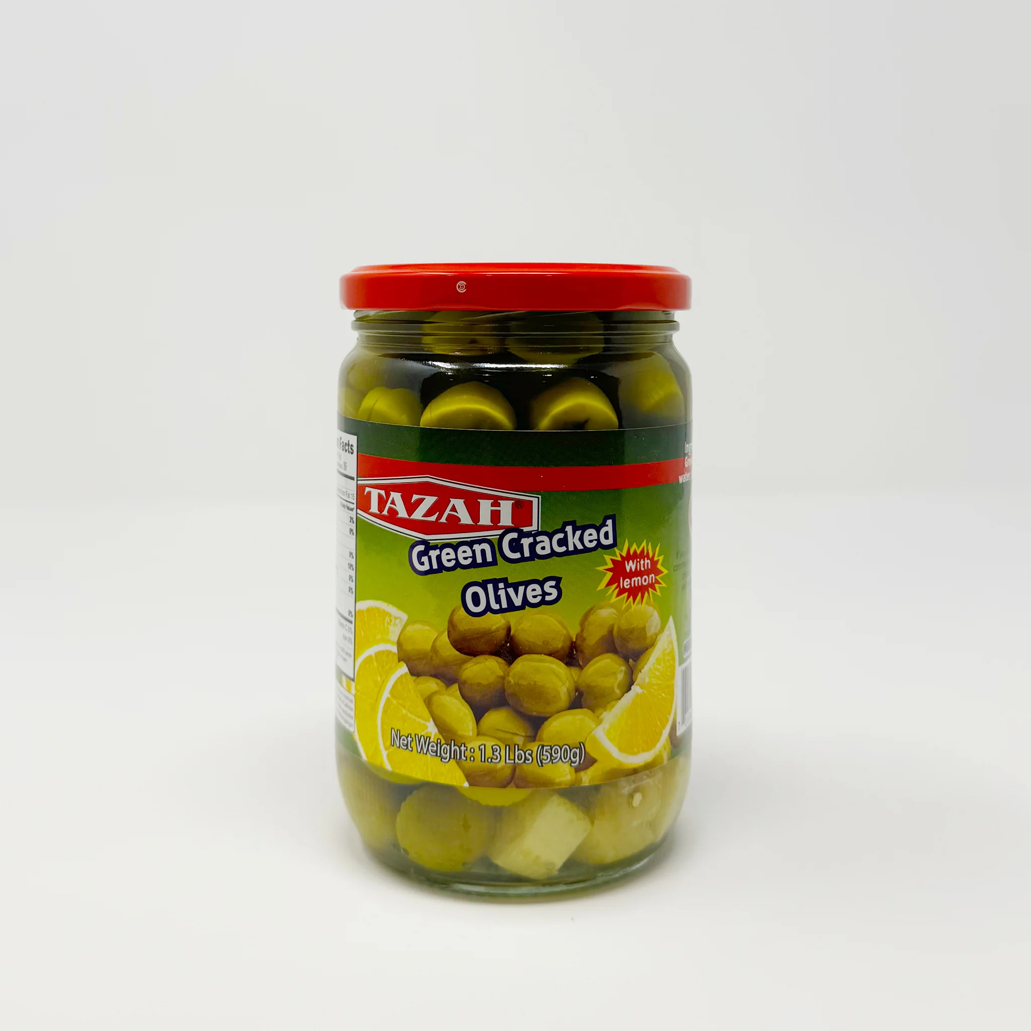 Tazah green Cracked olives with lemon 590g