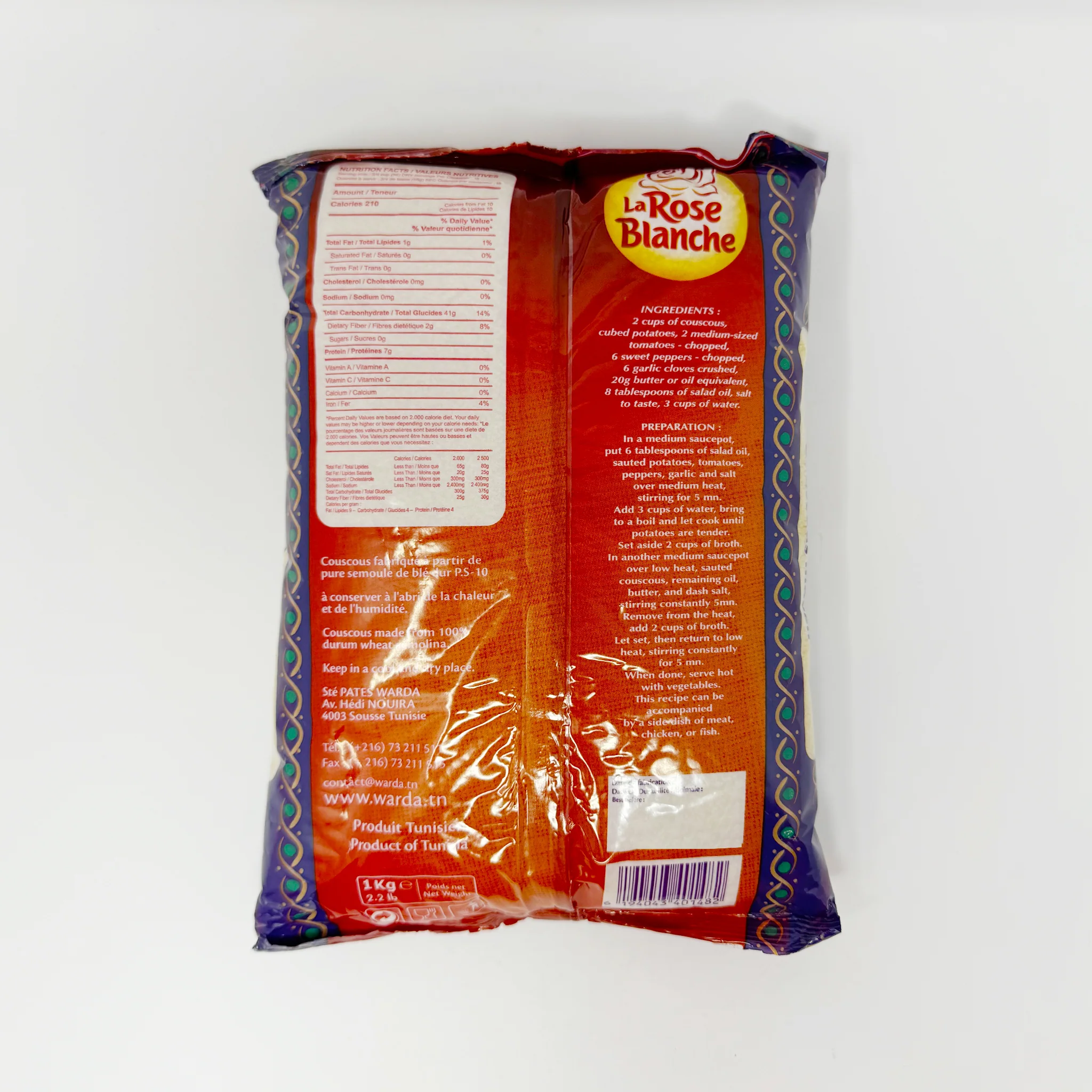La Rose Blanche Tunisian Couscous medium 1kg - Image 2