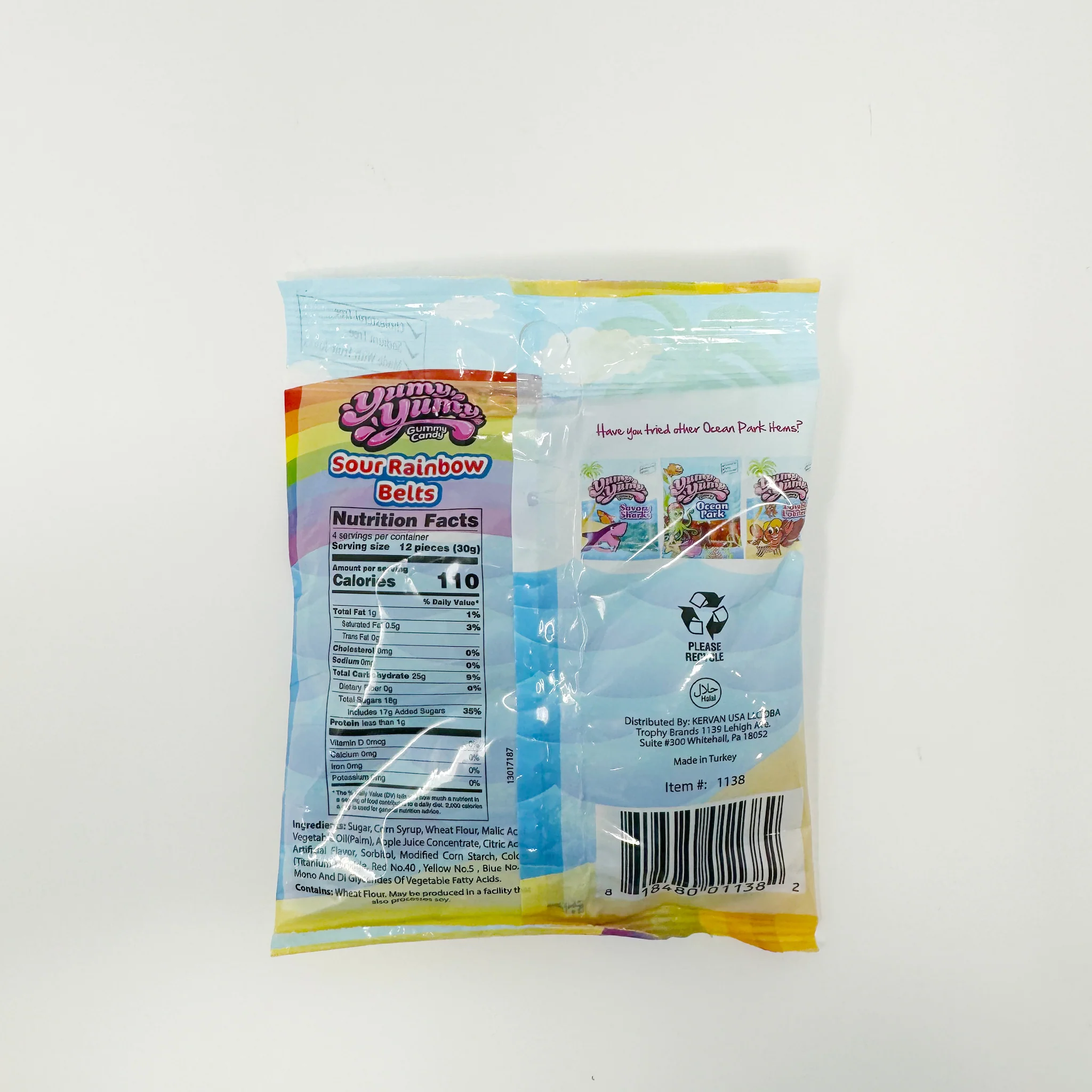 Yumy yumy gummy candy sour Rainbow Belts 128 g - Image 2